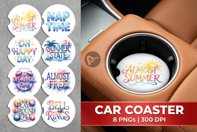 Car Coaster Teacher Weekend Quotes Sublimation artnoy 