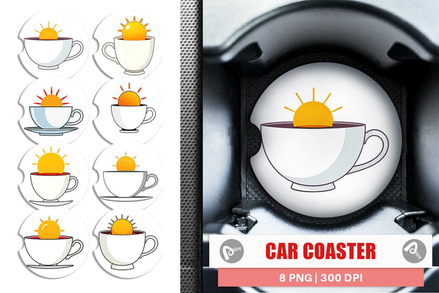 Car Coaster Teacup Sun Sublimation artnoy 
