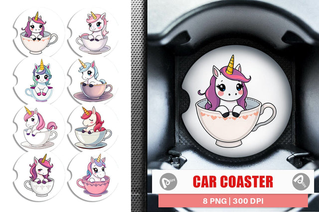 Car Coaster Teacup Unicorn Sublimation artnoy 