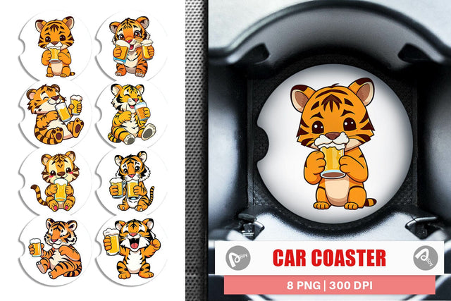 Car Coaster Tiger Beer Day Sublimation artnoy 