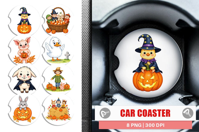 Car Coaster Tiny Farm Halloween Sublimation artnoy 