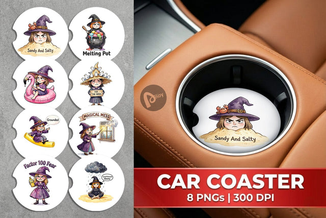 Car Coaster Tired Summerween Witch Sublimation artnoy 