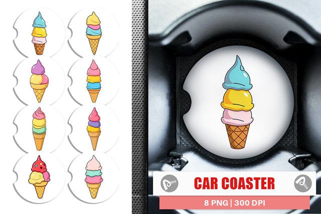 Car Coaster Triple Scoop Sublimation artnoy 
