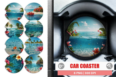 Car Coaster Tropical Beach Sublimation artnoy 