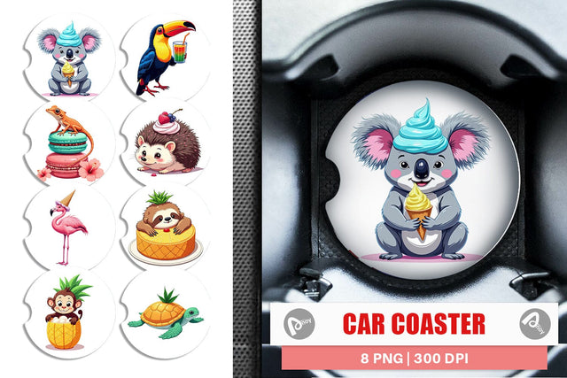 Car Coaster Tropical Dessert Animals Sublimation artnoy 