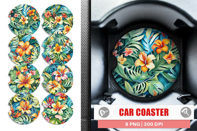 Car Coaster Tropical Flowers Pattern Sublimation artnoy 