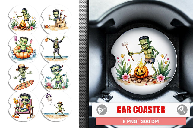 Car Coaster Tropical Frankenstein Sublimation artnoy 