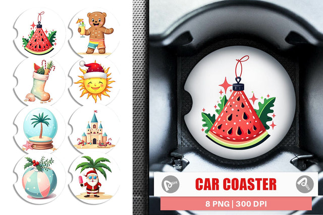 Car Coaster Tropical July Christmas Sublimation artnoy 