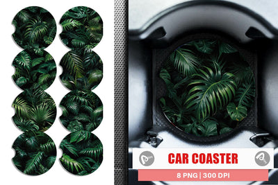 Car Coaster Tropical Leaves Sublimation artnoy 