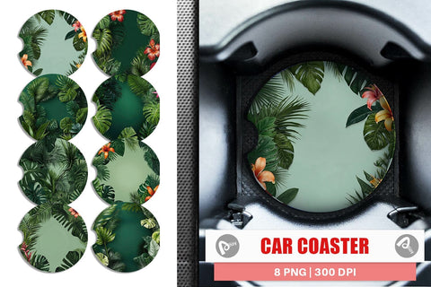 Car Coaster Tropical Plants Sublimation artnoy 