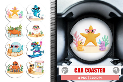 Car Coaster Tropical Sunglass Creatures Sublimation artnoy 