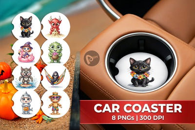 Car Coaster Tropical Trick or Treater Sublimation artnoy 
