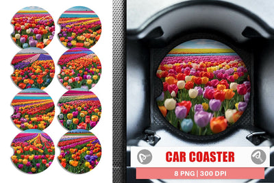 Car Coaster Tulip Flower Fields Sublimation artnoy 