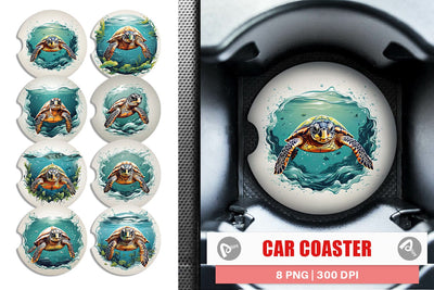 Car Coaster Turtle Swimming Sublimation artnoy 
