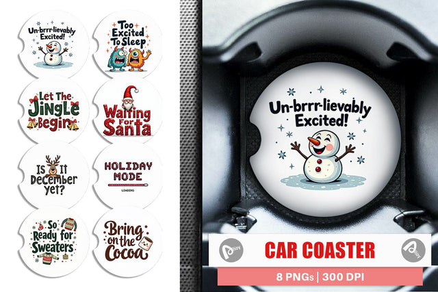 Car Coaster Ugly Cute Christmas Countdown: Quirky Quotes Sublimation artnoy 
