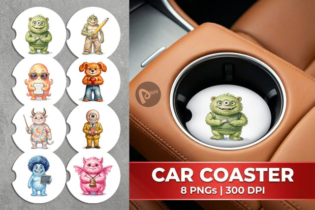 Car Coaster UglyCute 70s Monster Teacher Sublimation artnoy 