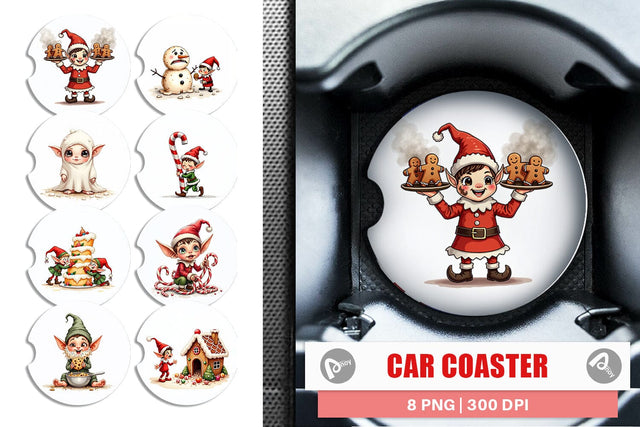 Car Coaster UglyCute Christmas Bake-Off Disaster Sublimation artnoy 