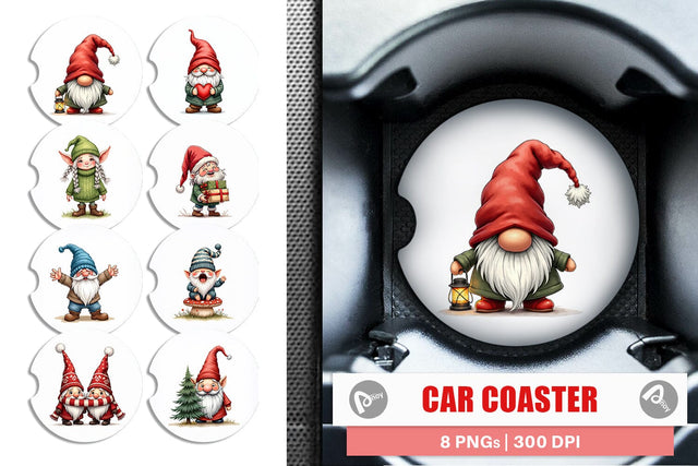 Car Coaster UglyCute Nordic Gnomes Sublimation artnoy 