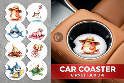 Car Coaster UglyCute Ocean Oddities Sublimation artnoy 