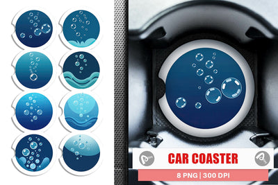 Car Coaster Underwater Bubbles Sublimation artnoy 