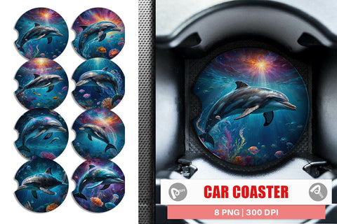 Car Coaster Underwater Dolphin Sublimation artnoy 