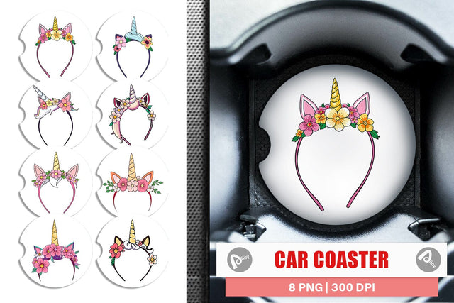 Car Coaster Unicorn Headband Sublimation artnoy 