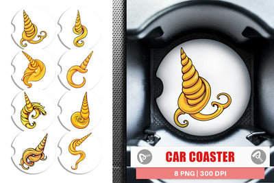 Car Coaster Unicorn Horn Sublimation artnoy 