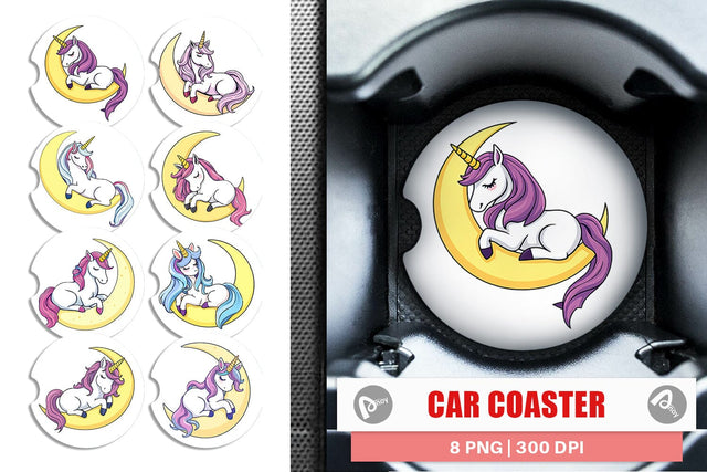 Car Coaster Unicorn & Moon Sublimation artnoy 