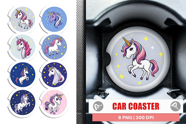 Car Coaster Unicorn & Stars Sublimation artnoy 