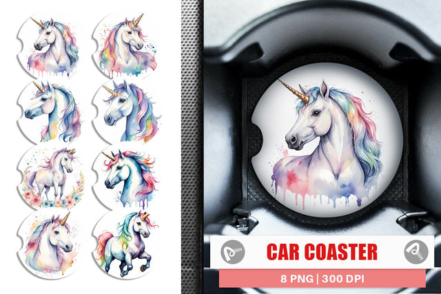 Car Coaster Unicorns Watercolor Sublimation artnoy 