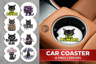 Car Coaster Unimpressed Black Cat Quote Sublimation artnoy 