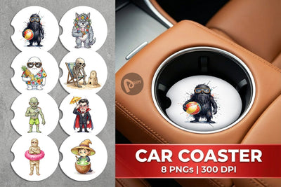 Car Coaster Unimpressed Summerween Ghouls Sublimation artnoy 