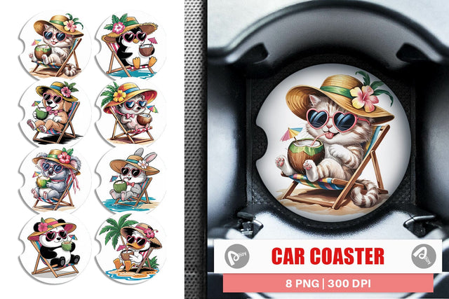 Car Coaster Vacation Animal Sublimation artnoy 