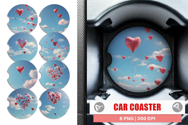 Car Coaster Valentine Balloon Sublimation artnoy 