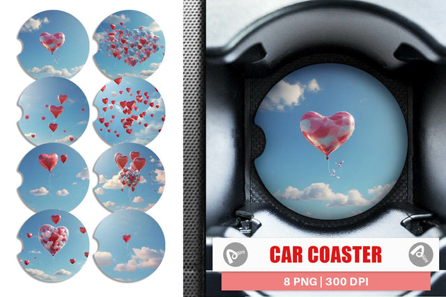 Car Coaster Valentine Balloon Sublimation artnoy 