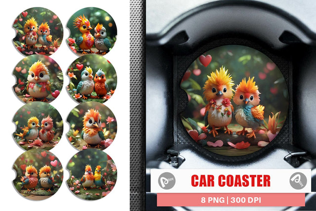 Car Coaster Valentine Bird Paradise Sublimation artnoy 