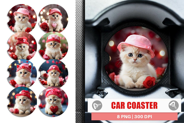 Car Coaster Valentine Birman Cat Sublimation artnoy 