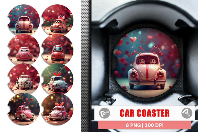 Car Coaster Valentine Car Bug Sublimation artnoy 