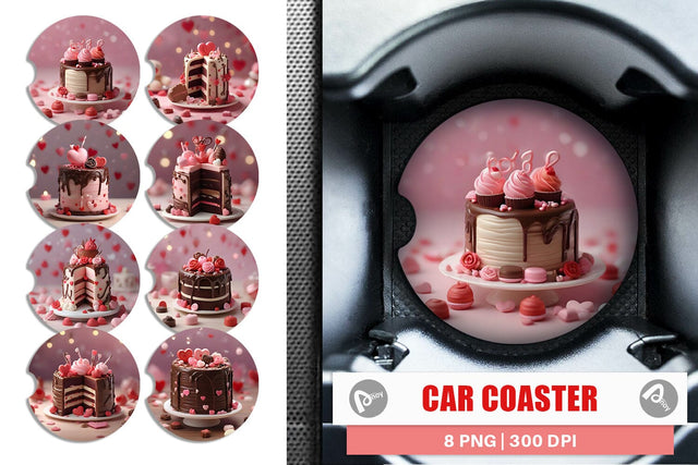Car Coaster Valentine Chocolate Cake Sublimation artnoy 
