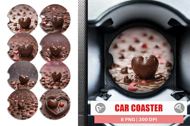 Car Coaster Valentine Chocolate Heart Sublimation artnoy 