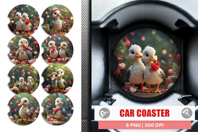 Car Coaster Valentine Cute Stork Sublimation artnoy 