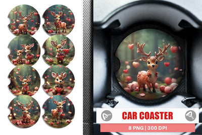 Car Coaster Valentine Deer Sublimation artnoy 