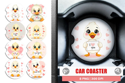 Car Coaster Valentine Duck Cartoon Sublimation artnoy 