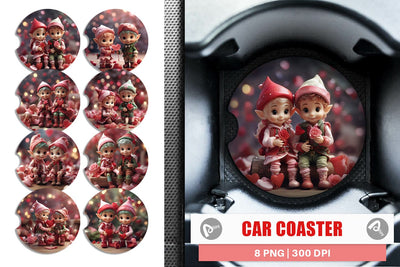 Car Coaster Valentine Elves Sublimation artnoy 