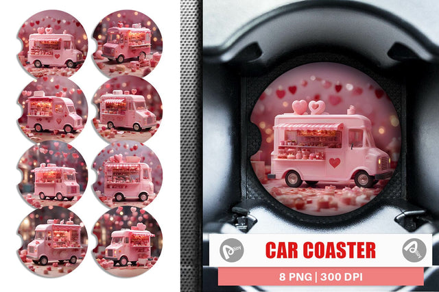 Car Coaster Valentine Food Truck Sublimation artnoy 