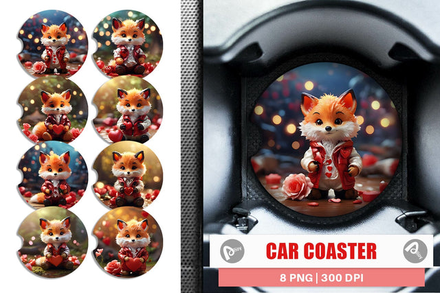 Car Coaster Valentine Fox Sublimation artnoy 