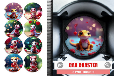 Car Coaster Valentine Gecko Sublimation artnoy 