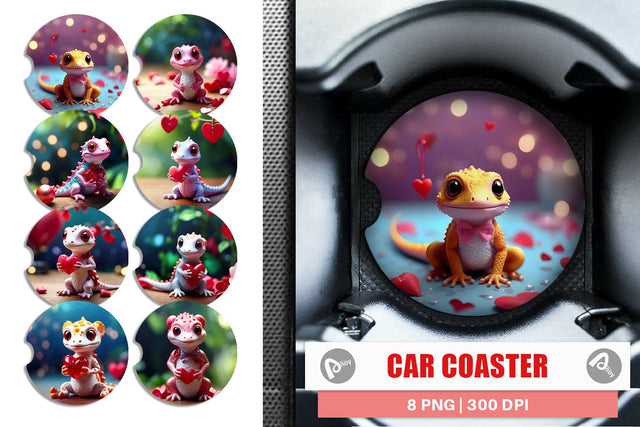 Car Coaster Valentine Gecko Sublimation artnoy 