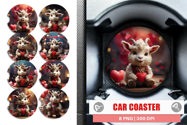 Car Coaster Valentine Goat Gruff Sublimation artnoy 