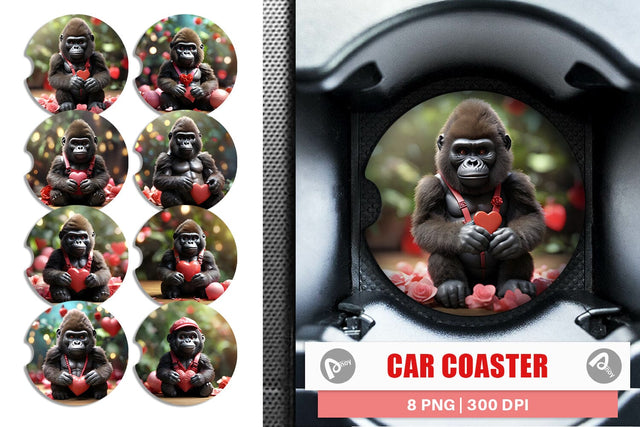 Car Coaster Valentine Gorilla Sublimation artnoy 